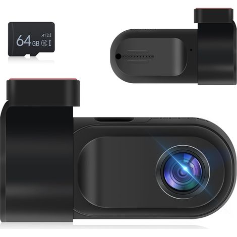 Cámara de salpicadero con visión trasera y doble cámara 1080p, compatible con sensor de gravedad, asistente de aparcamiento, grabación en bucle, visión nocturna y brillo ajustable, además de tarjeta S (1/5)