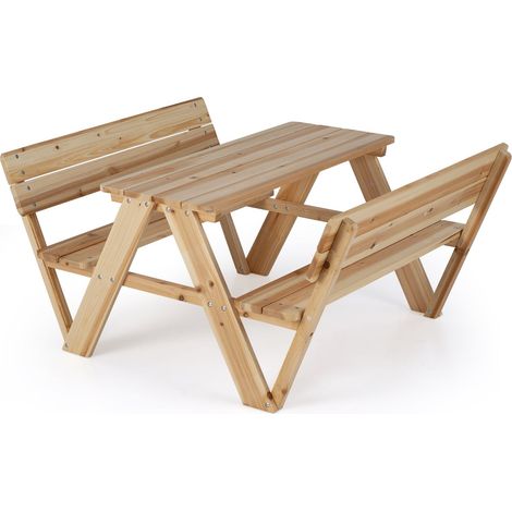 Set da tavolo da picnic per bambini con panche, in legno massello