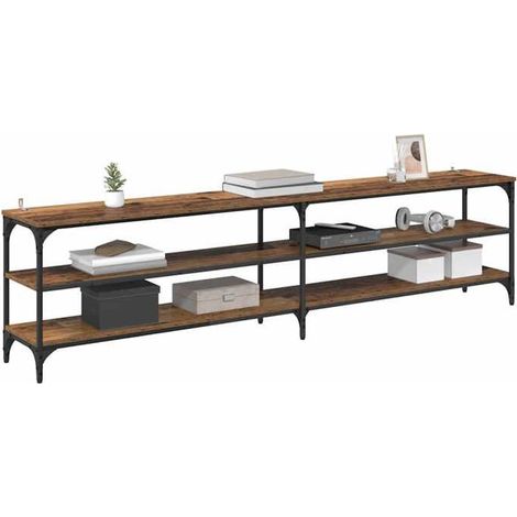 881291 Meuble TV Bois Ancien 200 x 30 x 50 cm Bois d'ingénierie et fer (1/5)