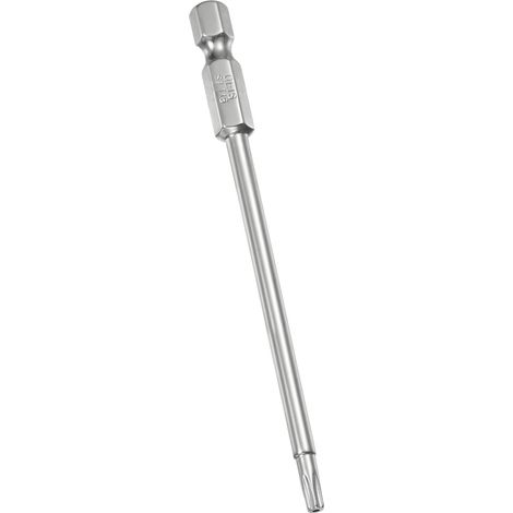 1 embout de tournevis à tête Torx T15 de 6,35 mm, tige hexagonale de 100 mm de long, embouts Torx de sécurité en acier S2 avec trou pour visseuse à percussion, perceuse, outils à main (1/5)