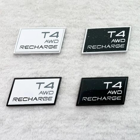 (T4 1 pièces-noir blanc) emblème 3D Premium pour voiture, adhésif pour garde-boue, mâle, capot arrière, Compatible avec XC40, XC60, XC90, V40, S40, S6 (1/4)