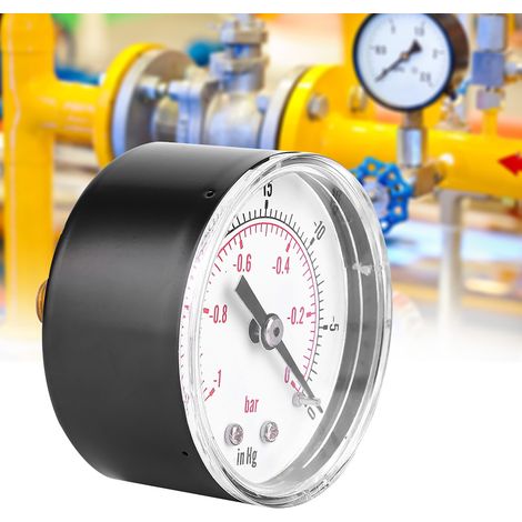 Vakuummeter 50 mm 1/8 BSPT Rücklaufanschluss -1-0 bar -30-0 inHg Luft Wasser Öl Gas (1/5)