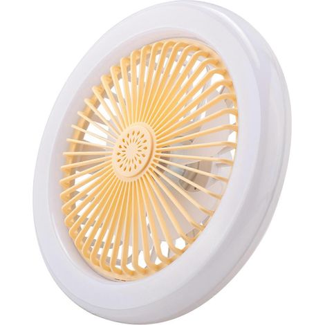 Ventilateur de plafond E27 avec éclairage intégré, douille de lampe à cardan dissimulée (couleur crème) (1/5)