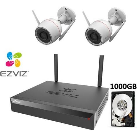 KIT VIDEOSORVEGLIANZA EZVIZ WIFI NVR 8 CANALI 2 TELECAMERE 2K 3 MP WIRELESS HDD 1TB