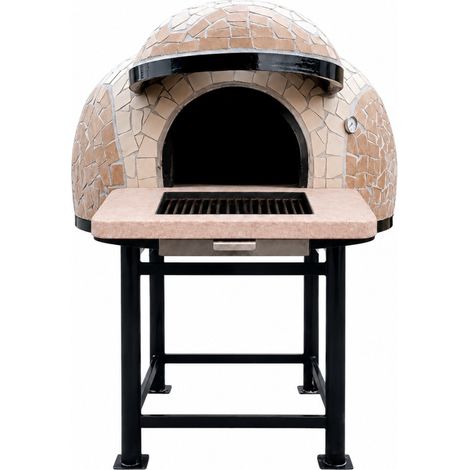 Forno a legna diametro 120 cm per 5 pizze wave beige con predisposizione barbecue