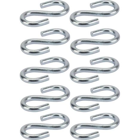– Crochet de rangement en S acier 4mm – Fixation murale pour cordes et rideaux – Adapté à diamètre 0-5.5mm – Lot de 10 (1/2)