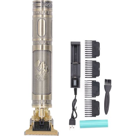Kit de tondeuse à cheveux professionnelle lame T avec socle de charge assorti, motif élégant, portable