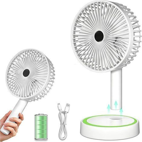 Ventilateur portable rechargeable USB, mini ventilateur de poche silencieux à main avec 3 vitesses – petite hélice pliable et amovible, ventilateur personnel idéal pour voyage, maquillage et usage ext (1/5)