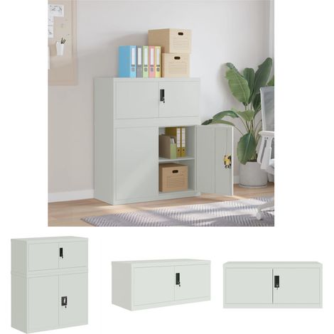 The Living Store Aktenschrank Hellgrau 90x40x110 cm Stahl - Aufbewahrungsschränke & Schließfächer (1/5)