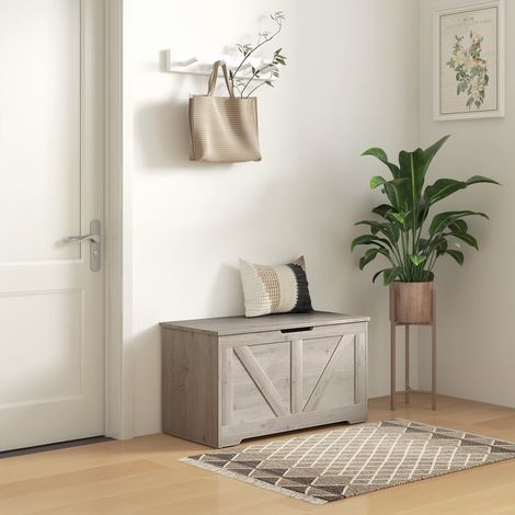 Baúl de Almacenaje para Dormitorio 100 L Puff de Almacenaje con Tapa Bisagra de Seguridad 80x40x45 cm Gris (1/5)