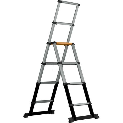 BATAVIA Escabeau télescopique aluminium - 2,05 m 7 marches - pliable compact