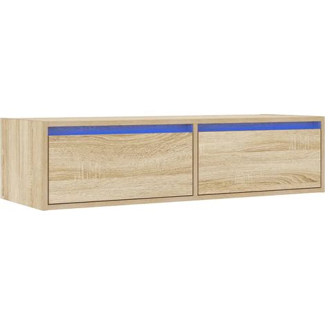 Mobile porta TV salvaspazio dal design moderno con illuminazione a LED 100 x 35,5 x 25 cm in legno composito rovere Sonoma 020051329