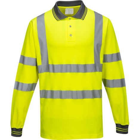 Polo aus Baumwolle mit langen Ärmeln, Farbe: Gelb, Größe XXL - Portwest