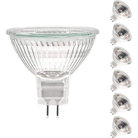 Ampoule Halogène GU5.3 50W 12V - MR16 Dimmable 500LM 2700K Blanc Chaud - Ampoule 2 Broches avec Couvercle en Verre pour Plafonnier - Pack de 6