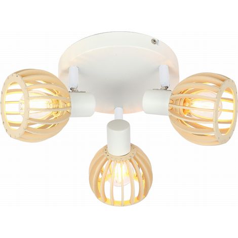 Plafoniera Candellux Atarri bianca legno metallo 35cm 3xE14