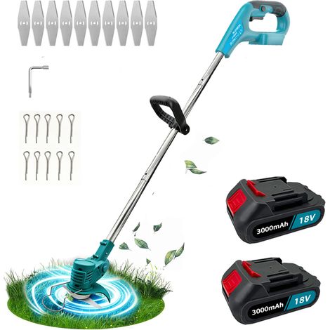 Teetok – Coupe-bordure à batterie 18V avec 2 batteries 3000mAh – Moteur Brushless – Angle de coupe réglable – Pour terrains difficiles - 2x3000mAh