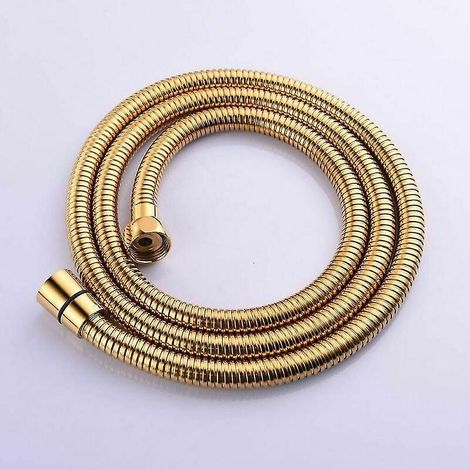 Flexible de douche de 2 m (78 pouces) en acier inoxydable doré, anti-torsion, avec connecteur en laiton massif. (1/4)