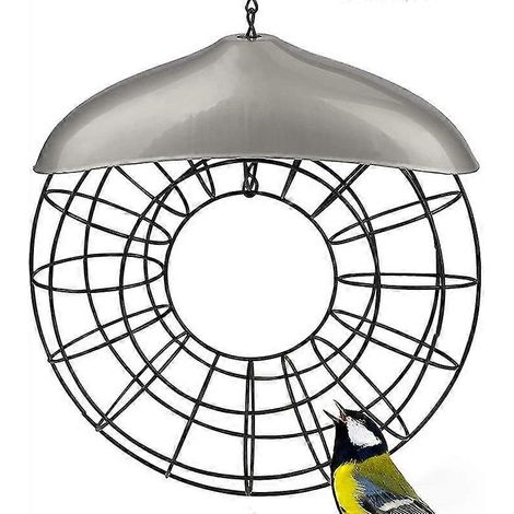 Mangeoire à oiseaux ronde en métal à suspendre, grand anneau de nourriture (1/5)