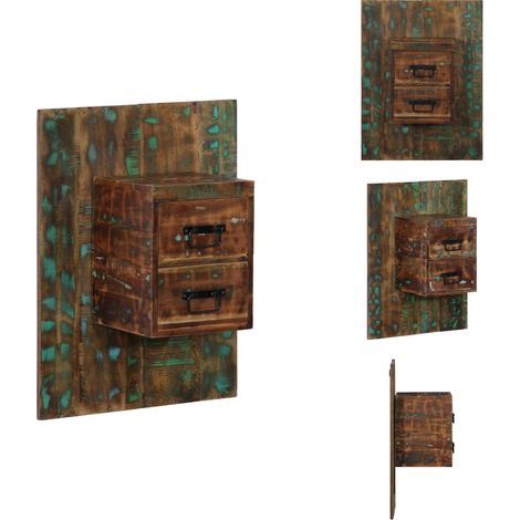 Table de chevet multicolore 60x32x80 cm bois de récupération - Table De Chevet - Tables De Chevet - Armoire De Lit - Table D'appoint Pour Chambre À Coucher (1/5)