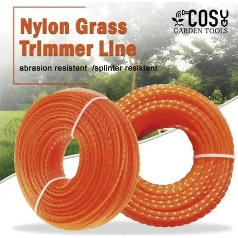 Bobine de fil de coupe-bordures en nylon (2,4 mm, 25 m) à spirale carrée, accessoire pour tête de tondeuse. (1/4)