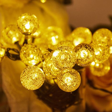 Boule à bulles de couleur chaude de 2,3 cm, 9,5 mètres, 50 lumières LED, vente directe d'usine, guirlande lumineuse solaire, boules à bulles rondes, décorations lumineuses de Noël extérieures, lumière (1/5)