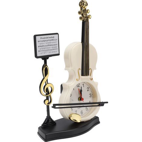 Ein geigenförmiger Wecker mit einzigartigem und innovativem Design, ideal zur Dekoration von Wohnzimmer oder Büro. Ein perfektes Geschenk. Artikelnummer: 2165B (Höhe: 21 cm). (1/5)