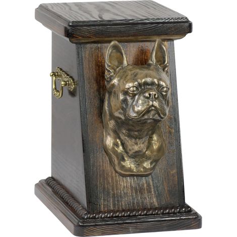 Boston Terrier, Boston Bull Terrier - Urne für Hundeasche, elegante Urne mit Statuette, Gedenkurne mit Hundebüste von Art-Dog