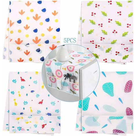 5-Piece Refrigerator Cover Fridge Protector Cover Multi-Purpose Dust Cover Washing Machine Cover with Side Storage Pockets for Fridge Washing Machine (1/5)