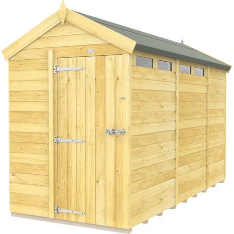 5 x 11 Feet Apex Security Shed - Single Door - Wood - L329 x W147 x H217 cm