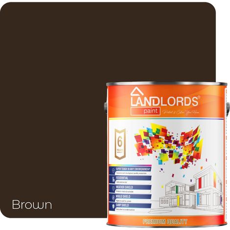 Landlords Paint - Masonry Paint - Best Weatherproof Exterior Wall Protection - Brown - 5L