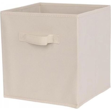 Boîte de rangement pliable en tissu beige, 30 cm de large x 30 cm de long x 30 cm de haut, sans couvercle, type tiroir, 1 pièce (1/5)
