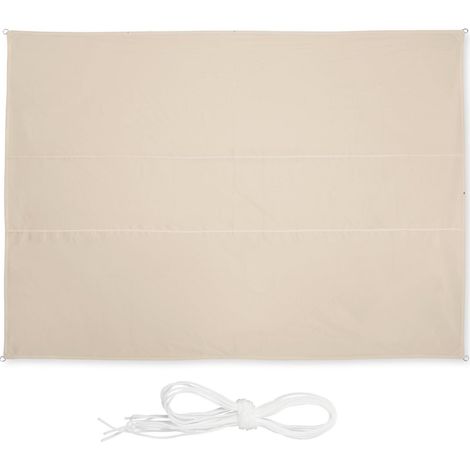 Vela de sombra rectangular beige, protección UV, uso en patio (1/5)