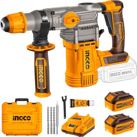 INGCO CRHLI202882 Trapano Martello Demolitore a Batteria 2 X 20V 4.0AH 4,5 Joule (1/4)