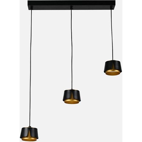 Regleta Domenica 3 X Gx53 Negro/oro 27w 4000k 2400lm Bombillas Incluidas 100x56x10cm