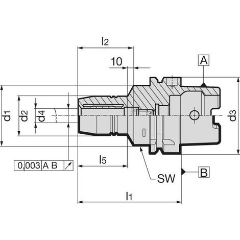 Mandrin à expansion hydraulique DIN69893A HSK-A63 8x70mm GÜHRING (1/5)