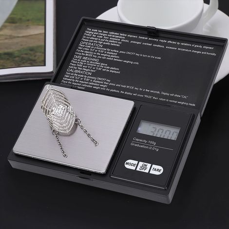 Balance de Poche Numérique LED Haute Précision pour Bijoux Or Argent Diamant (100g/0.01g) (1/5)