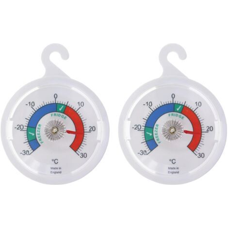 Lot de deux thermomètres de réfrigérateur à aiguille - 65 mm - avec zones à code couleur (1/3)