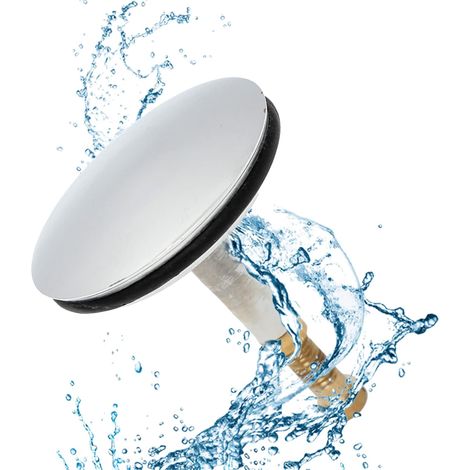 Bouchon Vidange Étanche Baignoire 43mm - Bonde Universelle en Laiton, Chromée, Hauteur Vis Réglable, Installation Facile (1/5)