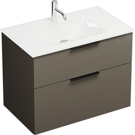 Vasque en verre Burg Eqio + meuble sous-vasque gris brillant/blanc GR0200