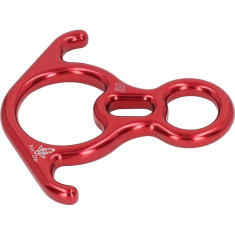 Abseilplatte aus Aluminiumlegierung, Zugfestigkeit 40 kN, in Form eines Stierhorns, zum Klettern, Sicherheitsausrüstung, rot. (1/5)
