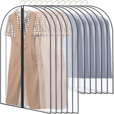 Housses de Vêtements 12 Pièces, Protection Excellente, Pochettes de Vêtements, Matériau Professionnel, Design Professionnel et Autonome, Taille Adaptée, Lavable en Machine, Noir (1/5)