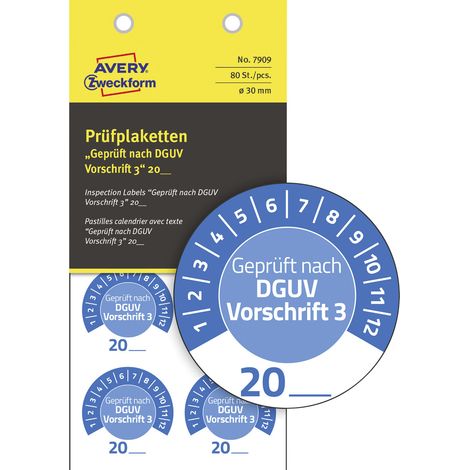 Avery-Zweckform 7909 Prüfplakette  20XX Blau  (Ø) 30 mm 30 mm   80 St. (1/5)