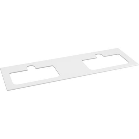 BRAHEA Plan de travail Rockstone, 2 trous pour lavabo, 161x51,5cm (70+20+70cm), blanc mat