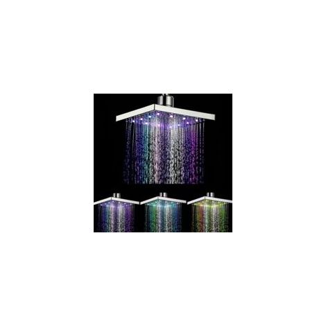 Cabezal de ducha cuadrado LED con 7 chorros de agua de colores cambiantes - Crezuo