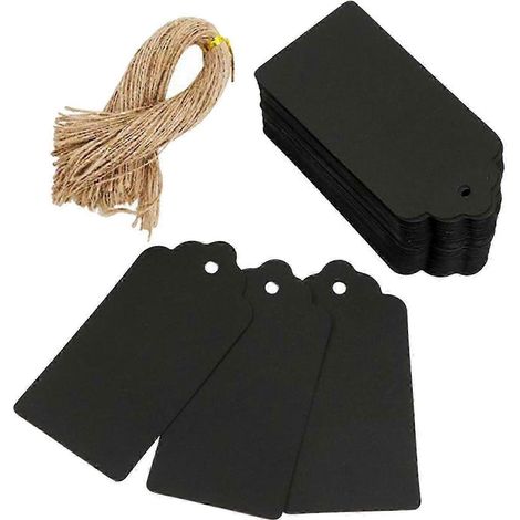 Fityle Lot de 100 étiquettes cadeaux vierges en papier kraft perforé, idéales pour les mariages.-Black