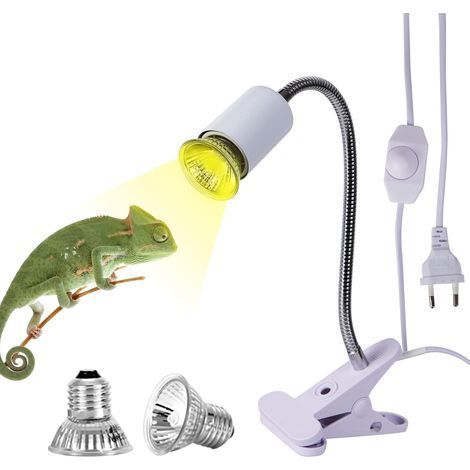Reptilien-Wärmelampen-Set, 2 UVA/UVB-Lampen 25W/50W, Keramikkopf, 360-Grad-Drehung, für Schildkröten und Echsen (1/5)