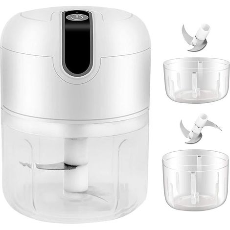 Mini picadora eléctrica de alimentos, picadora de carne eléctrica inalámbrica de 250 ml y 100 ml, batidora de cocina portátil con cuchilla para picar verduras, ideal para papillas de bebé, carne y ajo (1/5)