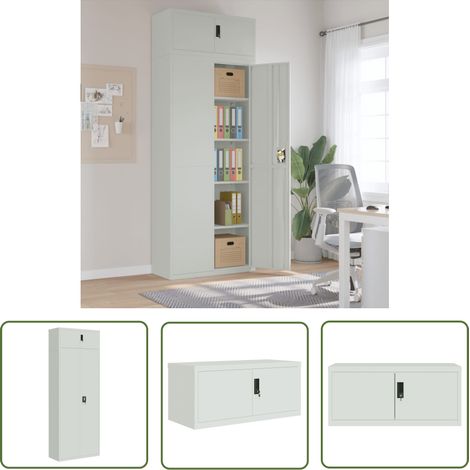 The Living Store Classeur gris clair 90x40x240 cm acier - Classeur - Meuble De Rangement - Armoire De Classement - Armoire À Dossiers - Bureau (1/5)