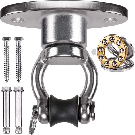 MatéRiel de Suspension pour Hamac, 360 Pivotant Kit D'Accrochage Au Plafond Support de Montage Poutre Murale pour Corde de Yoga/Cerceau AéRien/Bois Kit de Suspension en BéTon, 900lbs/Ovale (1/5)