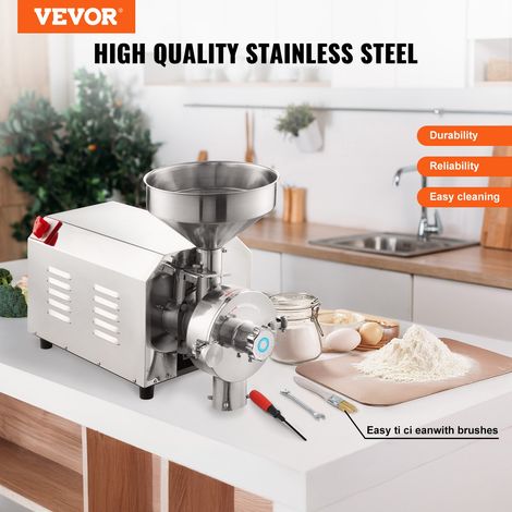 Moulin à Grains Électrique pour Soja, Broyeur à Épices Commercial 2200 W, Moulin à Farine 50 kg/h, en Acier Inoxydable, pour Moudre… (1/5)